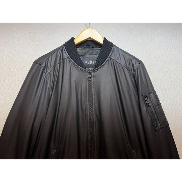 Guess Los Angeles Men's Full Zip Bomber Jacket Long Sleeve Size S Black Pockets - Picture 5 of 11